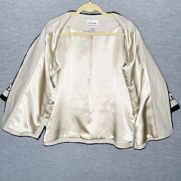 Linea Louis Dell'Olio Blazer Jacket Size Medium 100% Linen Embroidered‎ Career - Picture 5 of 6